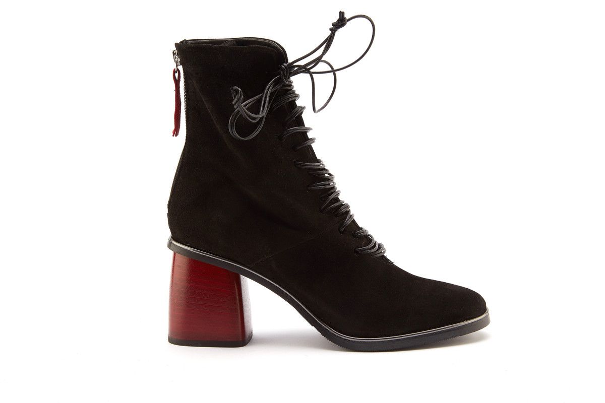 women's lace up heeled ankle boots