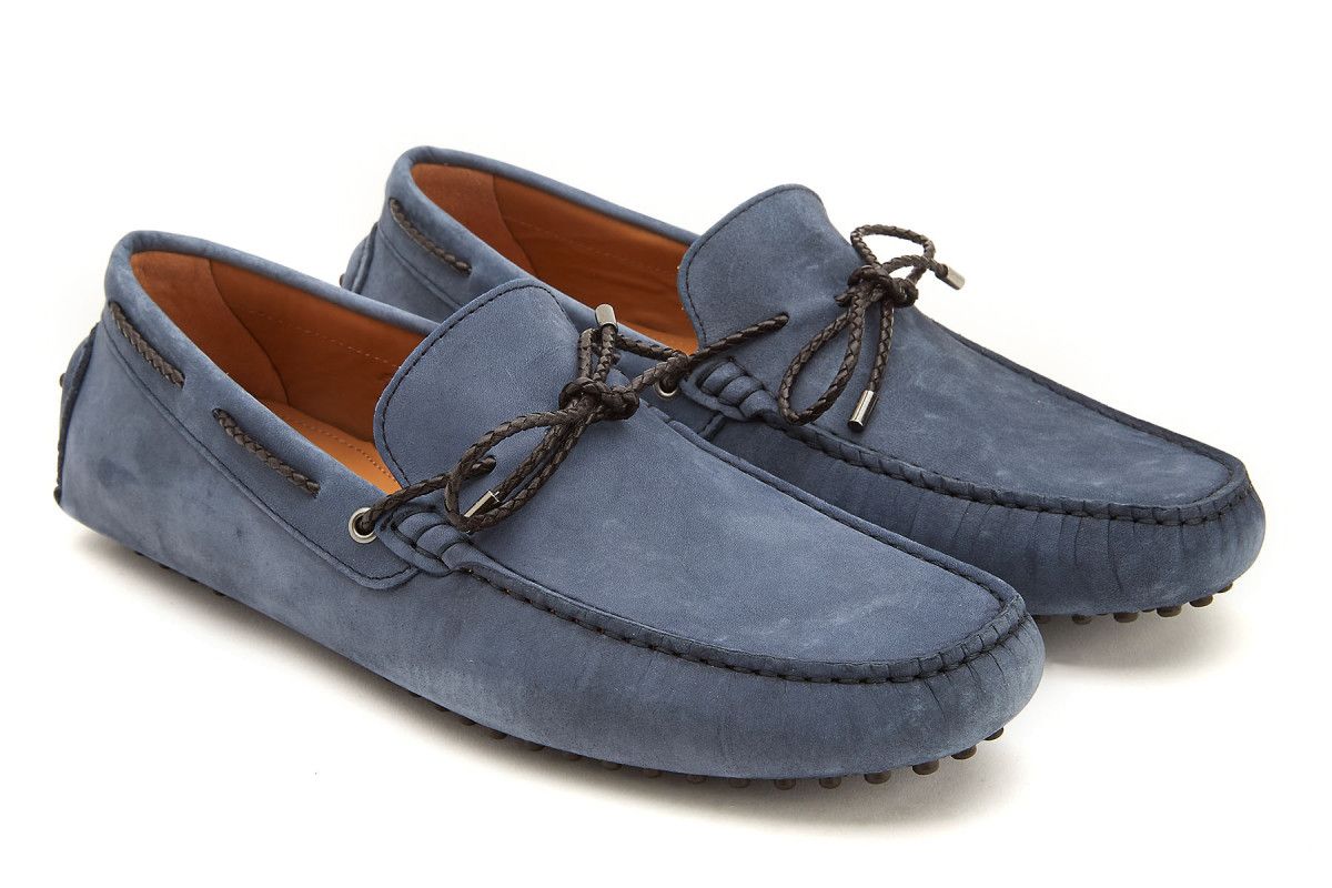blue driving moccasin