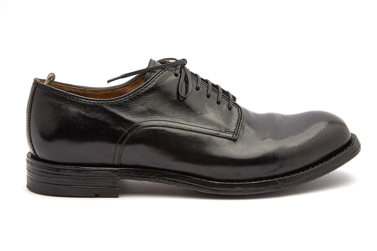 New Aralia men's Derby in glossy black leather with leather sole