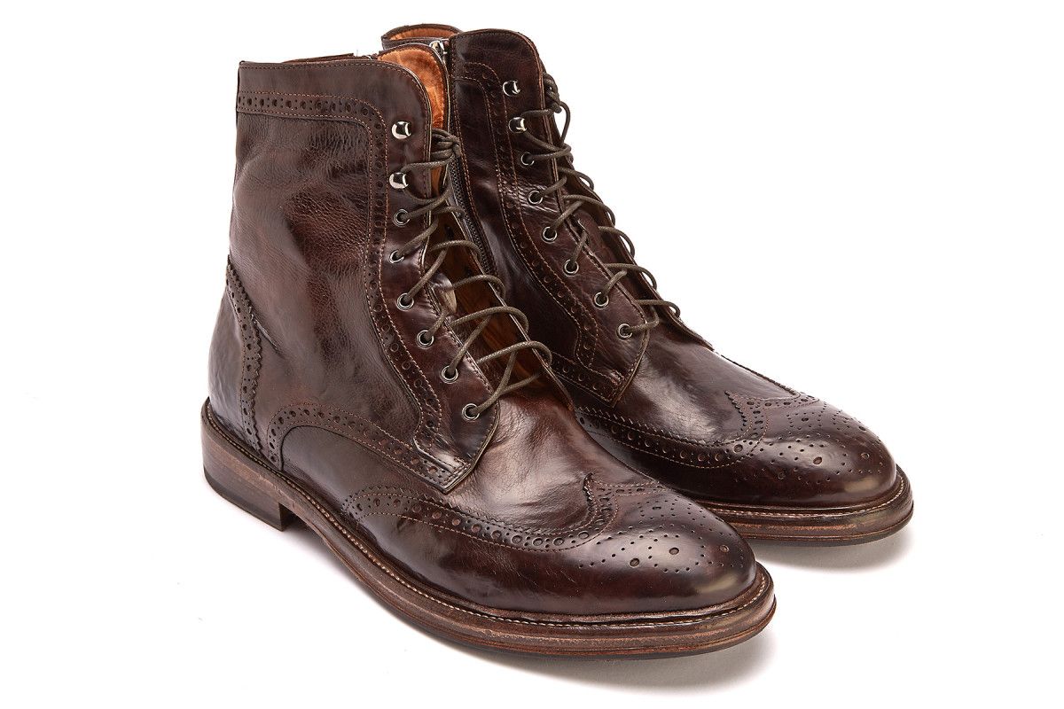 Men's Lace Up Brogue Boots APIA Cyryl Caffe