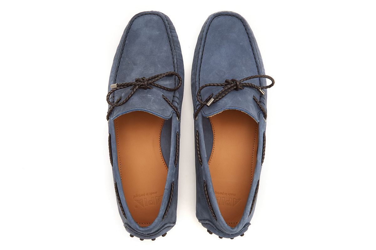 mens blue driving loafers
